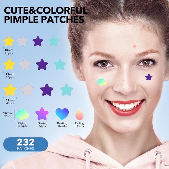 Pimple Patches for Face, Acne Patches for Blemishes Zits, Cute Stars & Shapes - Picture 2 of 13